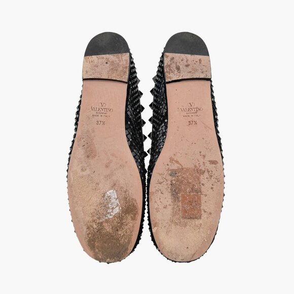Valentino Garavani Rockstud Mesh Crystal Ballet Flats Black Size 37.5 US 7.5 - Picture 12 of 15